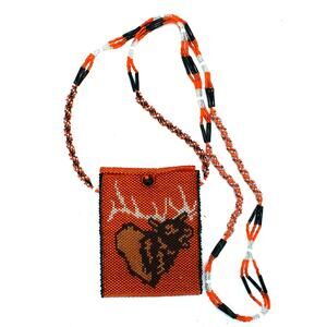 Wind River Reservation Double Sided Beaded Elk Medicine Pouch Necklace